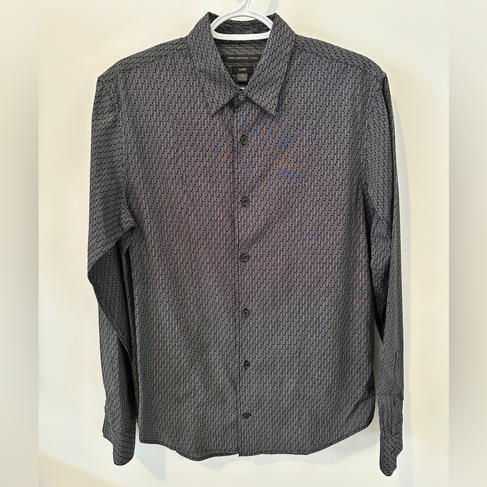 John Varvatos Charcoal Textured Button Down Shirt